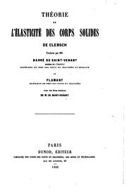 Cover of: Theorie de L'Elasticite des Corps Solides de Clebsch