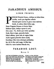 Paradisus amissus: Poema Joannis Miltoni. Latine redditum a Guilielmo Dobson ..
