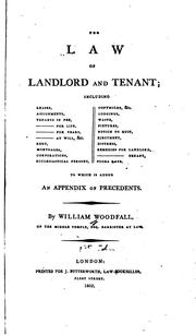 Cover of: The Law of Landlord and Tenant: To which is Added an Appendix of Precedents