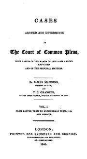 Cover of: Cases Argued and Determined in the Court of Common Pleas: With Tables of the Names of the Cases ...