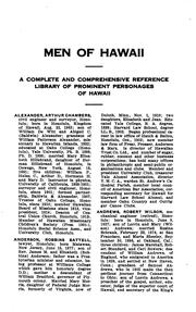 Cover of: Men of Hawaii: Being a Biographical Reference Library, Complete and ...