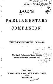Cover of: Dod's Parliamentary Companion by Charles R. Dod, Robert Phipps Dod