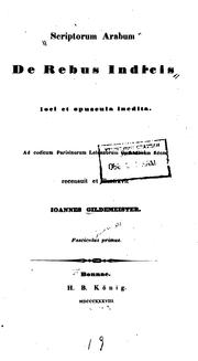 Cover of: Scriptorum Arabum de rebus indicis loci et opuscula inedita