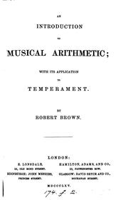 Cover of: An introduction to musical arithmetic by Robert Brown