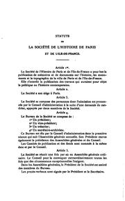 Bulletin de la Société de l'histoire de Paris et de l'Ile-de-France by Société de l'histoire de Paris et de l'Ile-de-France (France)