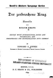 Cover of: Der zerbrochene Krug: Novelle