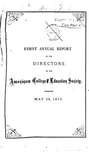 Cover of: Annual Report of the American College and Education Society