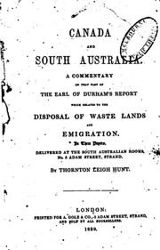 Cover of: Canada and South Australia; a Commentary on that Part of the Earl of Durham ...