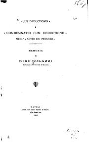 Cover of: Jus deductionis e condemnatio cum deductione nell'actio de peculio