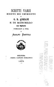 Cover of: Scritti varii by Giovanni Battista Adriani, Marcello Adriani, Adolfo Bartoli