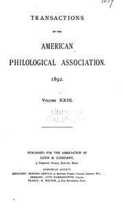 Cover of: Transactions of the American Philological Association by American Philological Association