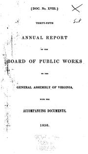 Cover of: Annual Report of the Board of Public Works to the General Assembly of Virginia, with the ...