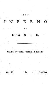 Cover of A Translation of the Inferno of Dante Alighieri, in English Verse: With ..