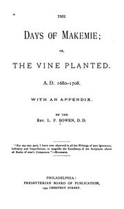 Cover of: The Days of Makemie: Or The Vine Planted. A.D. 1680-1708