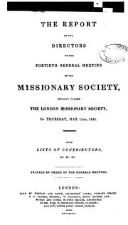 Cover of: Report of the Directors to the ... General Meeting of the Missionary Society ...