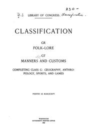 Cover of: Classification GR: Folk-lore