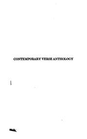 Cover of: Contemporary Verse Anthology: Selected from the Magazine "Contemporary Verse"