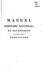 Cover of: Manuel d'histoire naturelle by 
