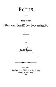 Cover of: Bodin: Eine Studie über den Begriff der Souverainetät by Ernst Hancke