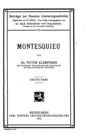 Cover of: Montesquieu by Victor Klemperer