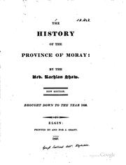 Cover of: The history of the province of Moray