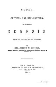 Cover of: Notes, Critical and Explanatory, on the Book of Genesis ...