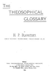 Cover of: The Theosophical Glossary