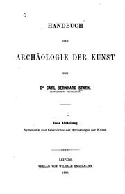 Cover of: Handbuch der Archäologie der Kunst: Abth. 1. Systematik und Geschichte der ...