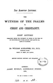 Cover of: The witness of the Psalms to Christ and Christianity, eight lectures