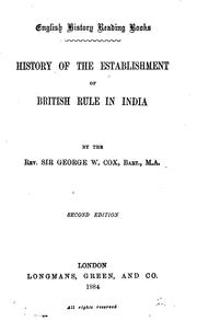 Cover of: History of the Establishment of British Rule in India