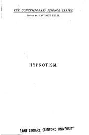 Cover of: Hypnotism: including a study of the chief points of psycho-therapeutics and occultism by Albert Moll, Albert Moll