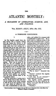 Cover of: the atlantic monthly volume xxxiv by H.O. HOUGHTON AND COMPANY