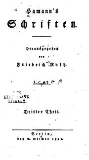 Cover of: Hamann's Schriften by Hamann, Johann Georg, Friedrich von Roth , Johann Georg Hamann