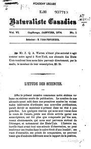 Cover of: Le Naturaliste canadien