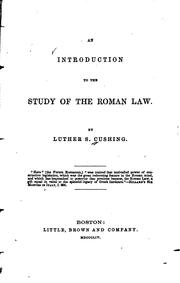 Cover of: An Introduction to the Study of the Roman Law