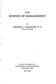 Cover of: The Science of Management by Frederic Augustus Parkhurst