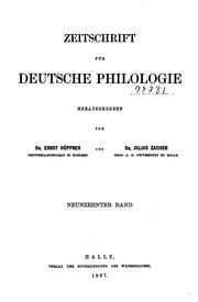 Cover of: Zeitschrift für deutsche Philologie by 