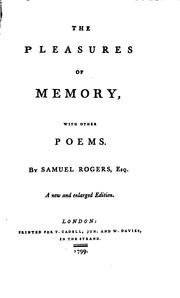 Cover of: The Pleasures of Memory: With Other Poems by Samuel Rogers