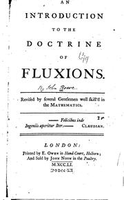 Cover of: An Introduction to the Doctrine of Fluxions