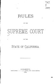 Cover of: Rules of the Supreme Court of the State of California
