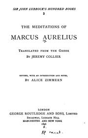 Cover of: The Meditations of Marcus Aurelius by Marcus Aurelius, Jeremy Collier