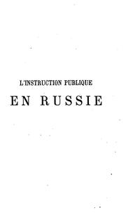 Cover of: L'instruction publique en Russie