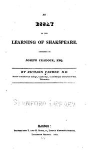 Cover of: An Essay on the Learning of Shakespeare by Richard Farmer, Richard Farmer , Joseph Cradock