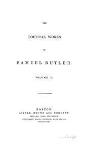 Cover of: The Poetical Works of Samuel Butler by Samuel Butler, John Mitford