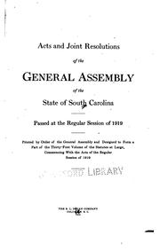 Cover of: Acts and Joint Resolutions of the General Assembly of the State of South ...