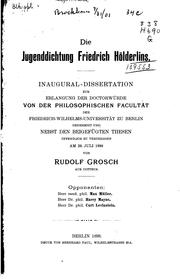 Cover of: Die Jugenddichtung Friedrich Scelderling by Rudolf Grosch