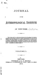 Cover of: Journal of the Anthropological Institute of New-York ... by Anthropological Institute of New York