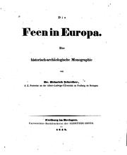 Cover of: Die Feen in Europa: Eine historisch-archäologische Monographie by Heinrich Schreiber