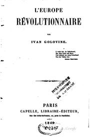 Cover of: L'Europe révolutionnaire