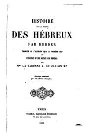 Cover of: Histoire de la poésie des hébreux
